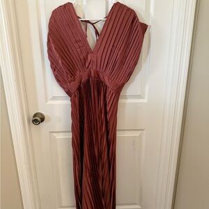 Elegant Pleated Dress in Rich Burnt Orange